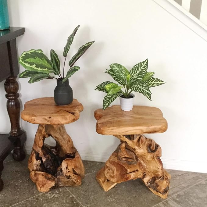 MISC Cedar Roots Natural Flower Stand Reclaimed Woods End Table Finish Wood - Image 4