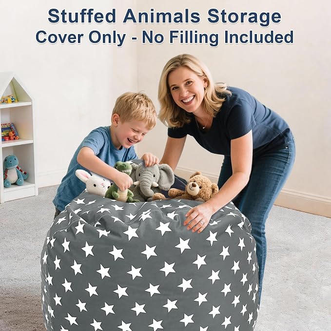 Lukeight Stuffed Animals Storage Bean Bag Chair Cover - Image 2