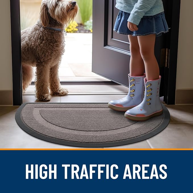 OLANLY Half Circle Front Door Mat Outside 29.5x17 All-Season Rubber Doormat | - Image 7