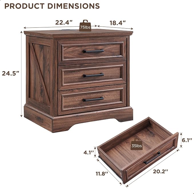 ACCOHOHO Farmhouse Nightstand - Image 2