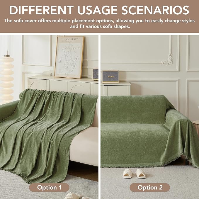Couch Cover for Dogs, Boho Sofa Covers for 3 Cushion Couch, Chenille Sofa - Image 5