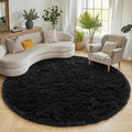 Black Round Area Rugs 6ft, Ultra Soft Bedroom Circle Rug by ONASAR