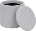 PINPLUS Ottoman with Stroage Round Boucle Ottoman and Tray Sherpa Removable - Image 7