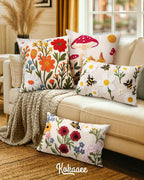 Embroidered Throw Pillow Cover 20x20 Inch, Flower Cluster | Decorative Pillow - Image 6
