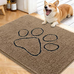 OLANLY Dog Door Mat for Muddy Paws 40x32, Paw Print Design Chenille Mud Mat | by OLANLY