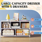 WLIVE Dresser for Bedroom with 5 Drawers, Wide Chest of Drawers, Fabric Dresser - Image 4