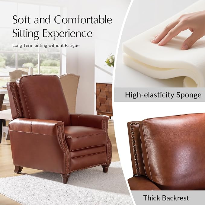 HULALA HOME Genuine Leather Manual Recliner Chairs Set of 2 - Image 5