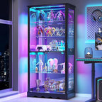 Dystler Display Cabinet with Glass Doors, LED Display Case with Removable Shelf by CraftYourIdealHomeLife