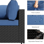 7-Piece Outdoor Patio Furniture Set, Modular PE Rattan Sectional Sofa - Image 5