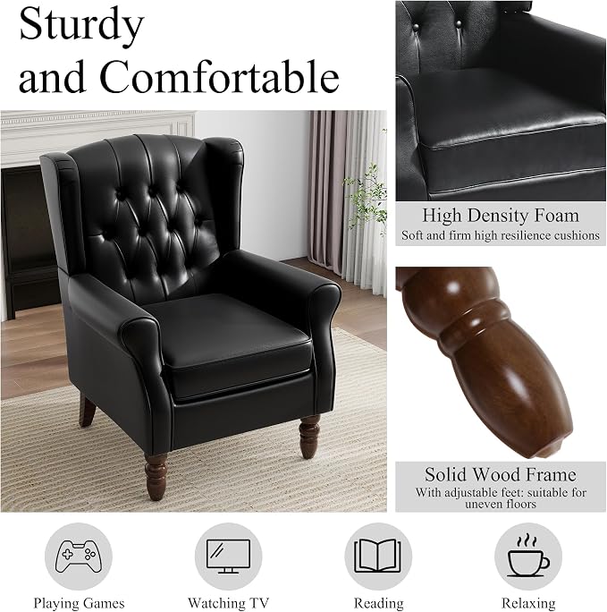 Mid-Century Modern Wingback Accent Chair - Image 4