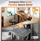Huuger Folding Desk with Storage Shelf, 39.3 Inch Foldable Computer Table - Image 3