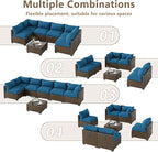 LOUVIXA 7 Piece Outdoor Patio Furniture Set, Outdoor Sectional Sofa, Wicker - Image 4