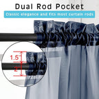 Navy Blue Sheer Curtains 72 Inches Long 2 Panels, Transparent Voile Sheer - Image 2