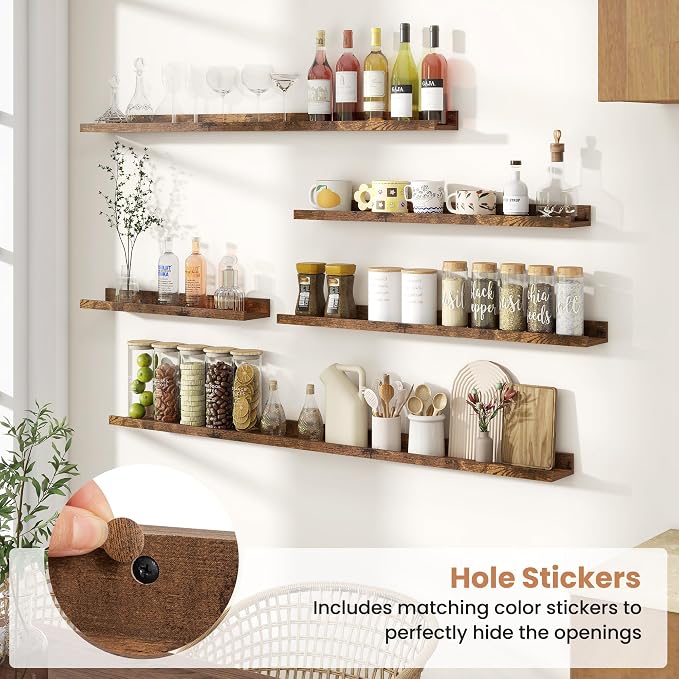 Fun Memories Picture Ledge Shelves Set of 2, 55 Inch Rustic Wall Mounted - Image 5