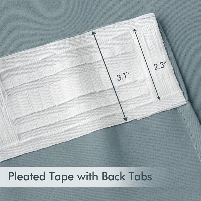 MIULEE Slate Blue Back Tab Blackout Curtains 52x90 Inch Long 2 Panels Set | Rod - Image 4