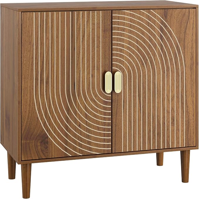 Modern Sideboard Storage Cabinet: Geometric Pattern Wooden Buffet - Image 7