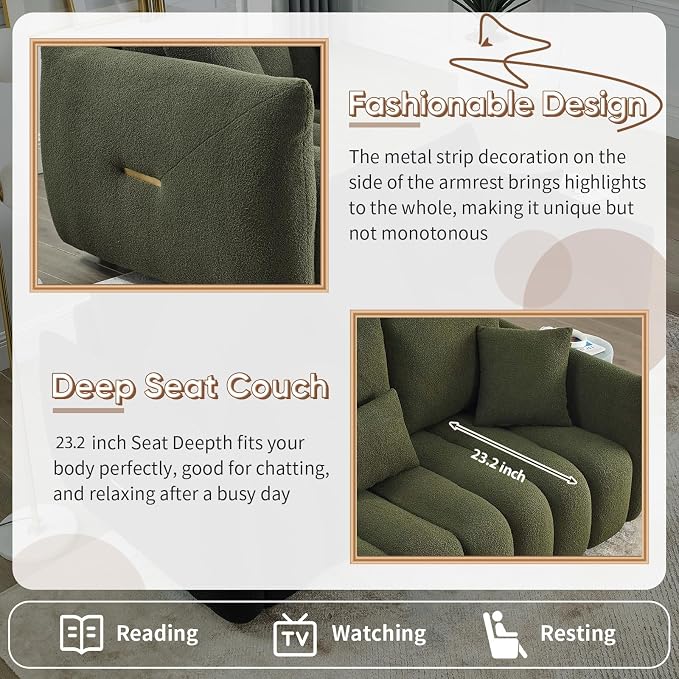 Antetek Teddy Sofa Set for Living Room, Modern Deep Seat Sofa Chair and - Image 6