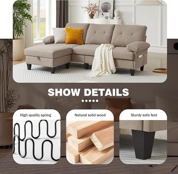 84" Convertible Sectional Sofa, Deep 3-Seat L Shaped Sectional Couch - Image 3