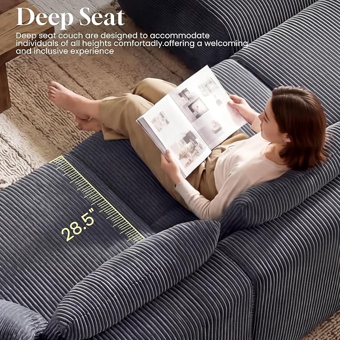 GRUSIGN 118'' Sectional Boneless Oversize Modular Couches, Curved Cloud - Image 5