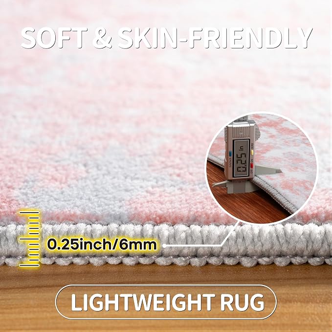 Aelenmu 10x14 Area Rugs for Living Room Dining Room Washable Pink | Soft Modern - Image 6