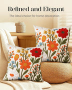 Embroidered Throw Pillow Covers 18x18 Inch, Flower Cluster | Decorative Pillow - Image 5