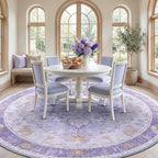 RELEANY Washable Area Rug, Round 10ft, Water Repellent, Pet Friendly, Vintage - Image 3