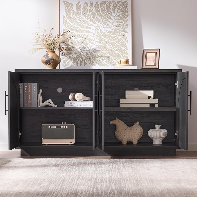 Fatmok 59" Sideboard Buffet Cabinet & TV Stand Set of 2, Modern Arched Credenza - Image 6