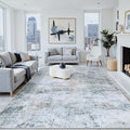 6x9 Washable Area Rug for Living Room Bedroom: Non-Slip Modern Blue Grey | by Oriannal