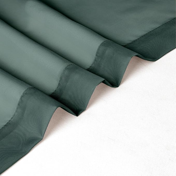 Chyhomenyc Sheer Curtains 63 Inch Length 2 Panels, Hunter Green | Light - Image 8