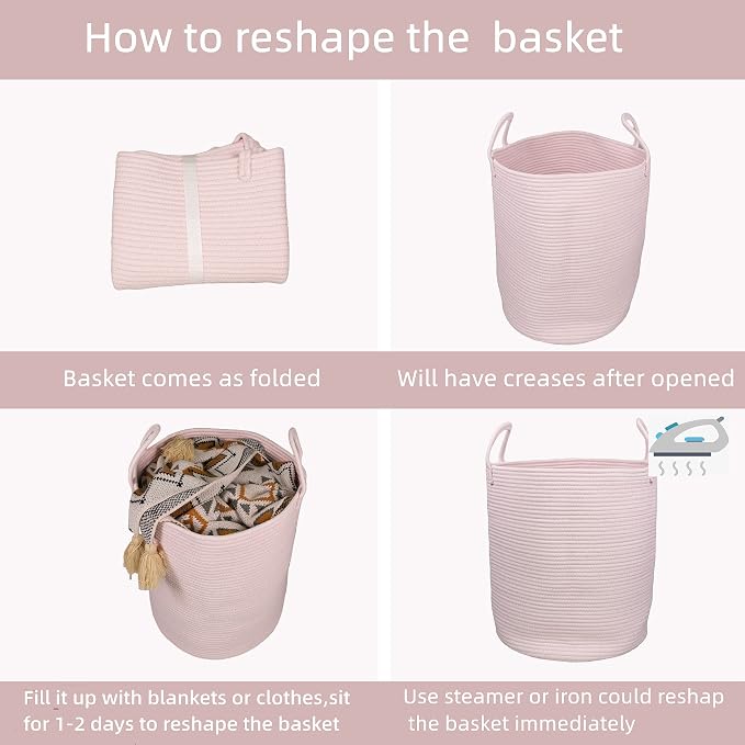 XUANGUO Cotton Rope Laundry Basket Hamper - Image 6