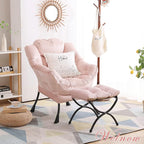 Welnow Lazy Chair with Ottoman, Modern Accent Chair with Armrests and a Side - Image 9