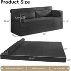 60" Boneless Couch, 5-in-1 Convertible Sofa Bed Tri Folding Mattress - Image 3