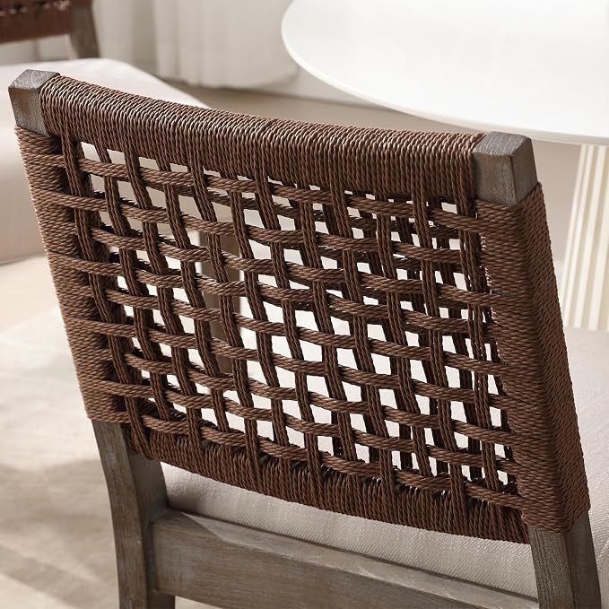 LZAREAL Farmhouse Dining Chairs Set of 6 Linen Fabric Upholstered Accent Side - Image 6