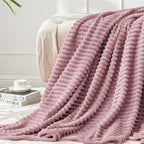BEDELITE 3D Ribbed Berry Purple Fleece Throw Blanket by BEDELITE