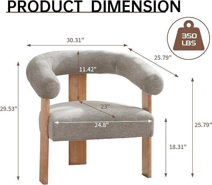 VKNOW Accent Chair Living Room Chairs Set of 2, Modern Upholstered Arm Chair - Image 2
