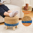 Cpintltr Storage Ottoman Poufs Handwoven Footstool Natural Seagrass Round - Image 4