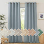 NICETOWN Thick Linen Stone Blue Curtains 108 inch Long by NICETOWN