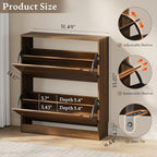 BORNOON Shoe Cabinet with 2 Flip Drawers, Slim Narrow Shoe Storage Cabinet - Image 2