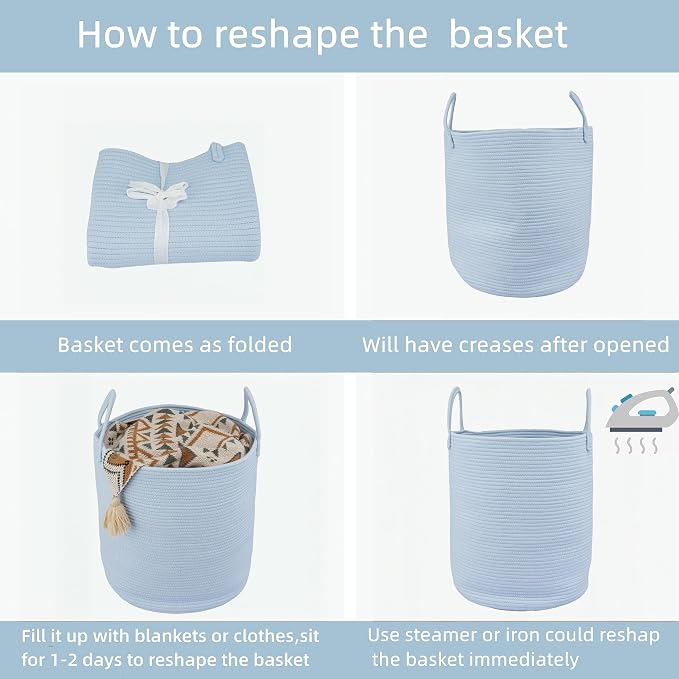 XUANGUO Cotton Rope Laundry Basket Hamper - Image 7