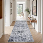 2.6x8 Washable Runner Rug：Modern Abstract Kitchen Soft Carpet Grey | - Image 3