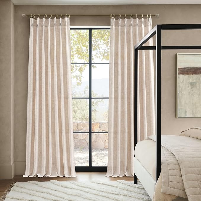 Unique Thick Natural Linen Pleat 86 Inch Curtains 2 Panels Set - Image 6