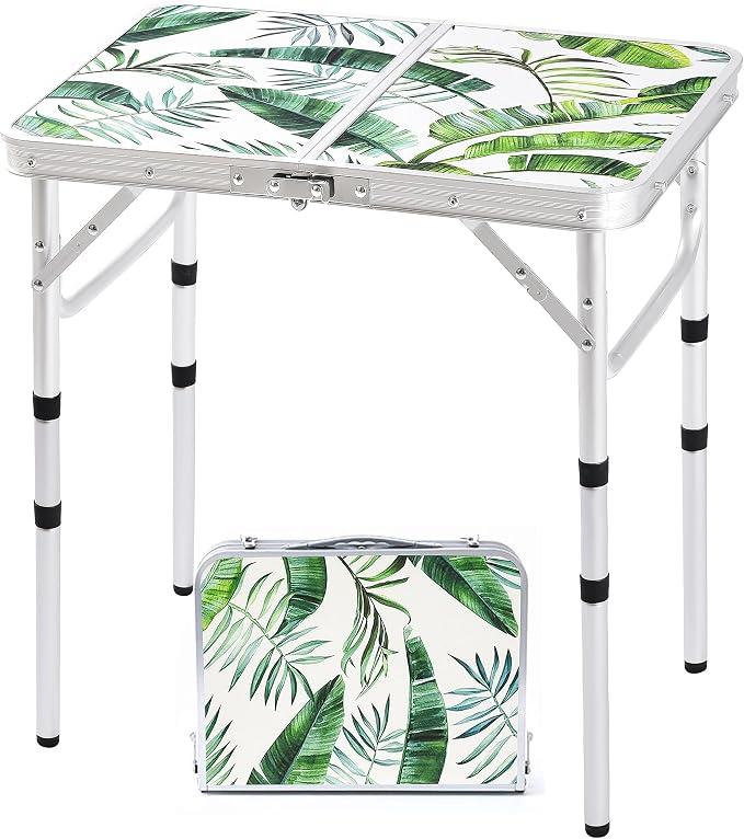 Folding Camping Table 2ft Portable Picnic Table Adjustable Height Small Card by Yriuat