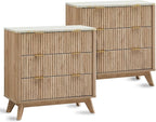 T4TREAM Fluted 3 Drawers Nightstand Set of 2, Oversized Extra Large Modern Side by T4TREAMFurniture