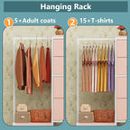 HIGDBFE Dresser with Hanging Rack, 4 Drawers Small Closet - Image 5