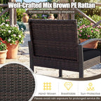 Tangkula 5 Pieces Wicker Patio Conversation Set, Outdoor PE Rattan Chair - Image 6