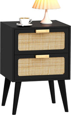 YAUKOMEL Black Nightstand, Wood End Table, Side Table by YAUKOMEL