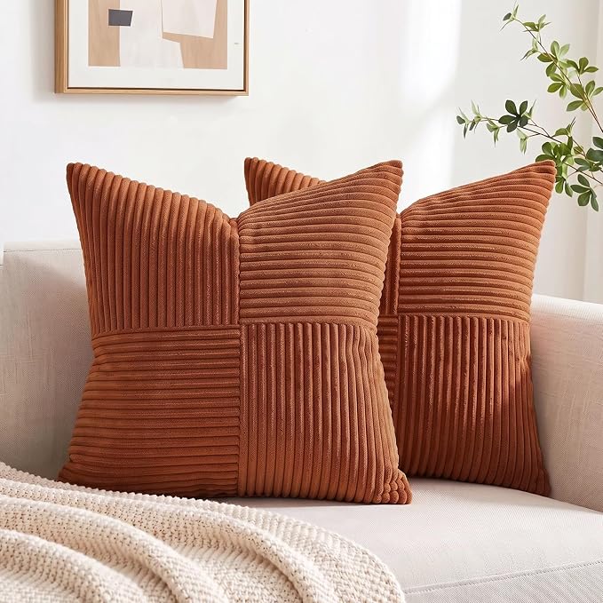Fancy Homi 2 Packs Rust Boho Decorative Throw Pillow Covers 18x18 Inch - Image 7