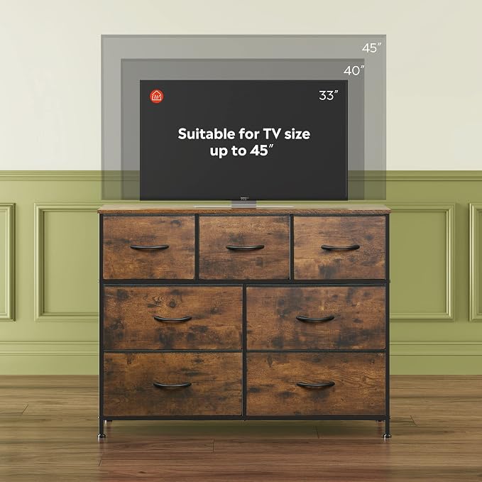 WLIVE 7 Drawer Dresser TV Stand, Entertainment Center, Media Console Table - Image 6