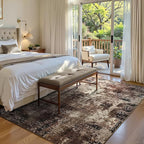 Area Rug 4x6 Brown Rug Washable Boho Rugs Non Slip Low Pile Abstract Coffee - Image 3