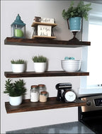 YYWUOJJ Wood Floating Shelves for Wall Decor, Rustic Wall Shelves for Bedroom - Image 7